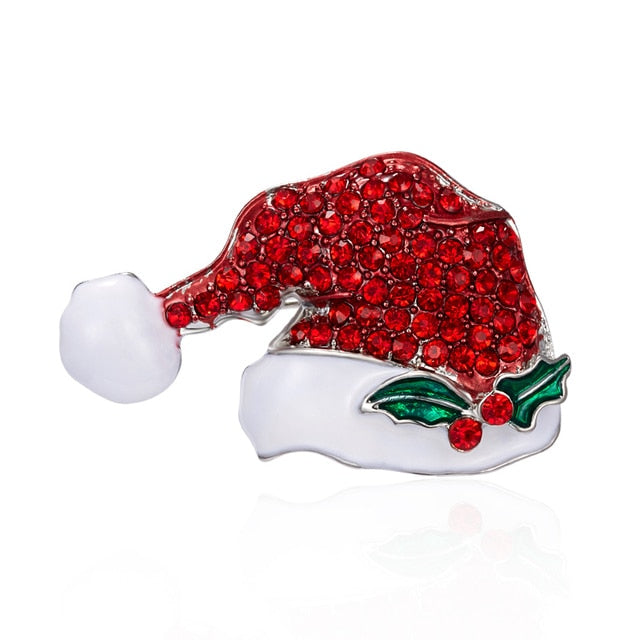 Rhinestone Crystal Christmas Enamel Brooch Pin