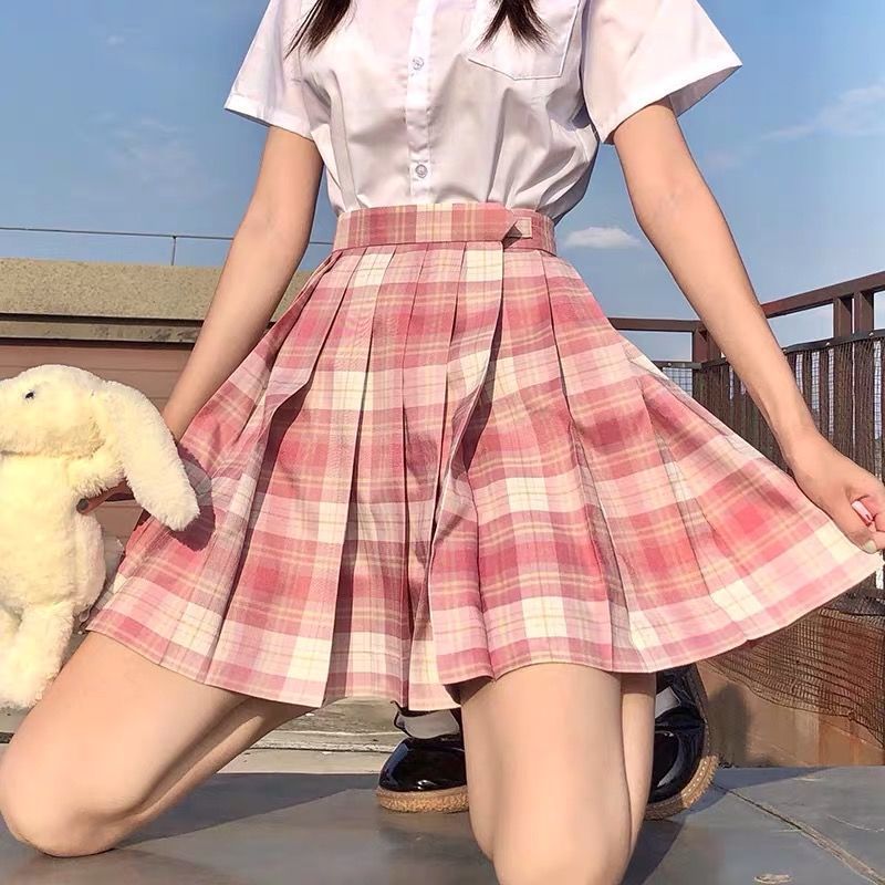 Jk Uniform Plaid Skirt Spring And Summer Female Student Fashion Suit College Style Shirt Pleated Skirt