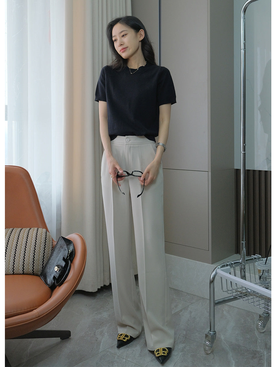 High-Rise Slim Fit High Waist Loose Straight Slimming Draping Casual Suit