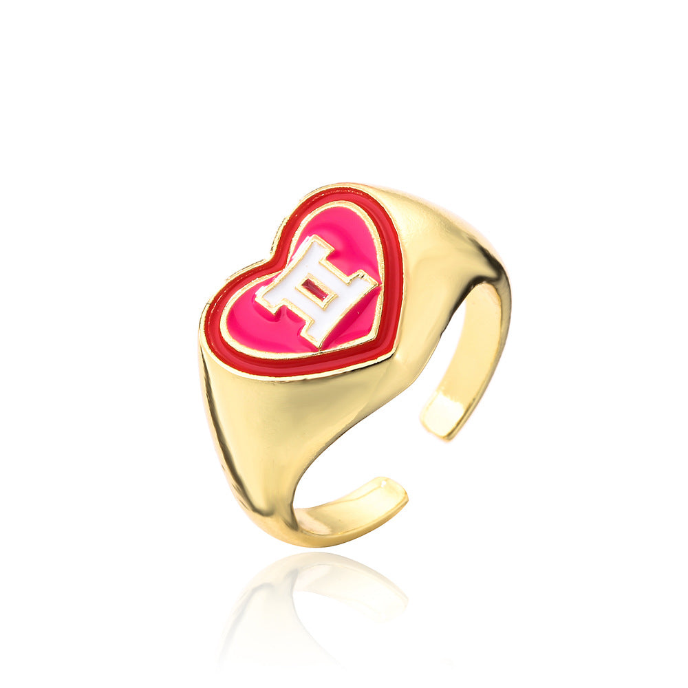 Copper Gold Plated 12 Color Drip Oil Constellation Ring