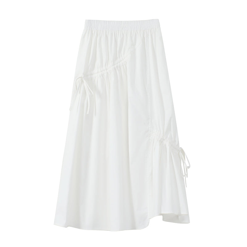 Summer High-waist Design Feels Thin A-line Mid-length Skirt