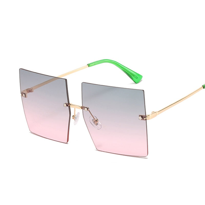 Oversized Rimless Square Sunglasses