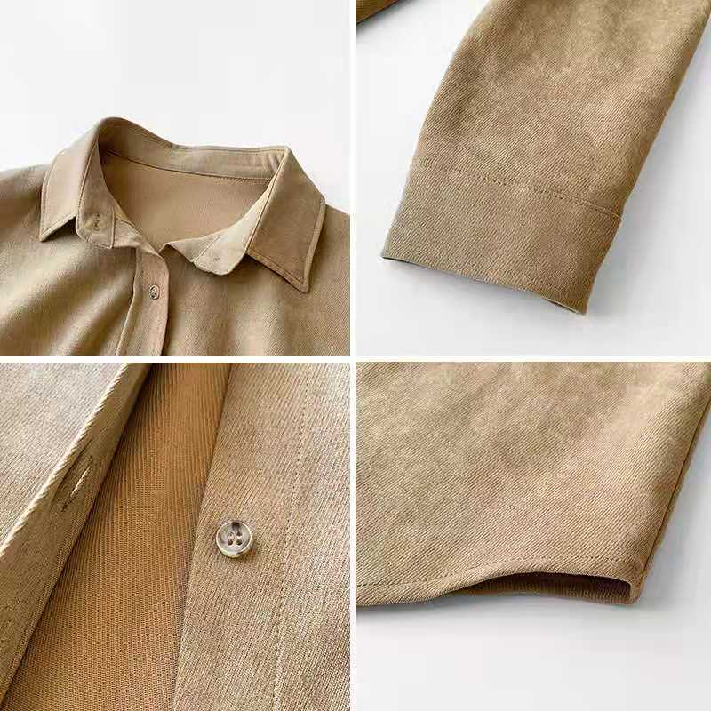 Top Corduroy Temperament Retro Hong Kong-flavored Brushed Shirt Coat