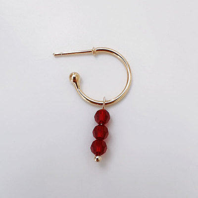 Flower round vintage burgundy crystal asymmetric earrings