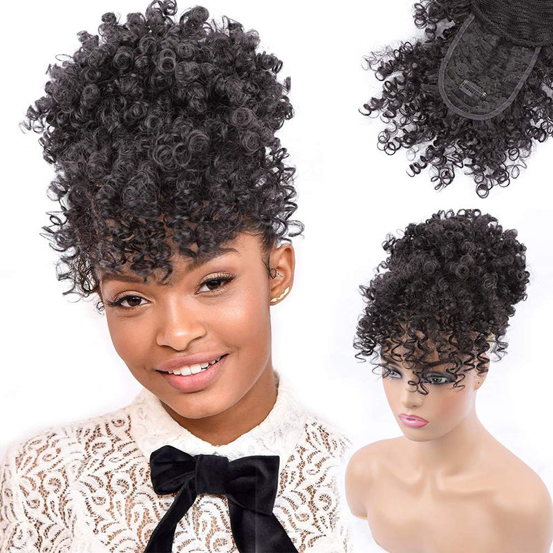 Afro Curly Coils Bangs and Puff