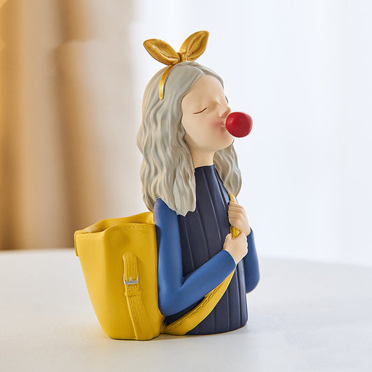 Bubble Girl Study Room Decoration Home Living Room Storage Pen Holder