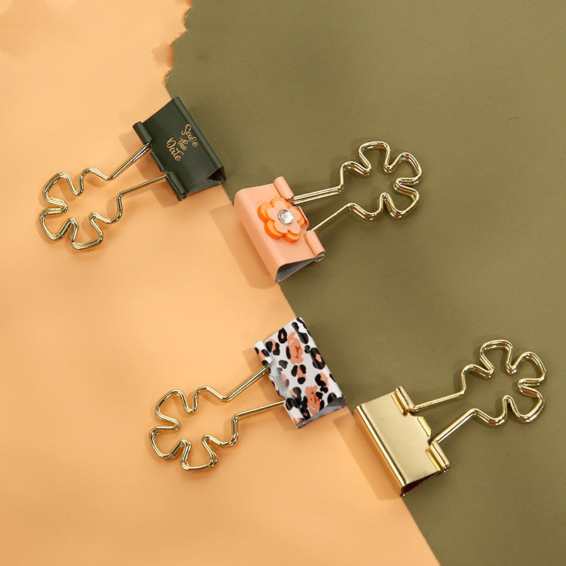 Leopard Flower Special-Shaped Purse Clip Long Tail Clip Bill Clip