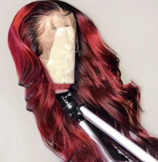 Wine Red Long Curly Hair Wig