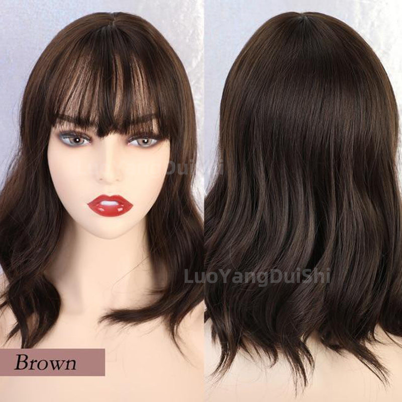 New Natural Wave Wig, Short Curly Hair, Purple Wig Set, Curly Hair With Bangs Synthetic Wig