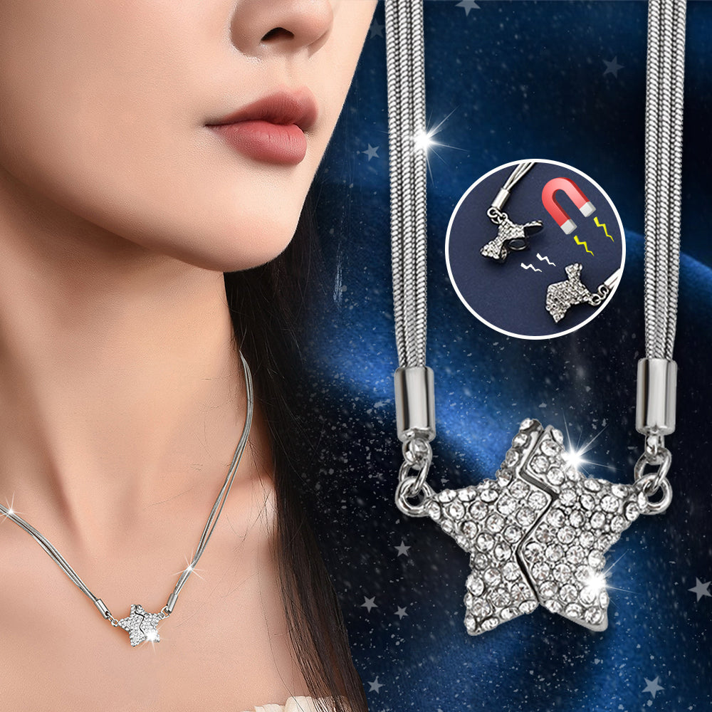 Magnetic Five-pointed Star Necklace With Rhinestones Stainless Steel Clavicle Chain Personalized Designer Necklace Women Jewelry Gifts