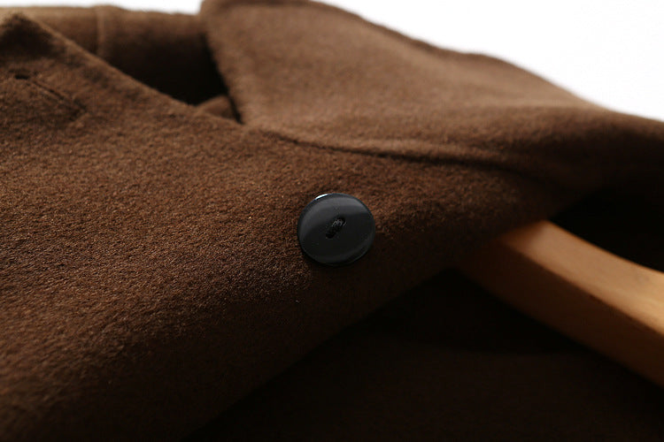 Double-faced Woolen Coat With Wool Horn Buttons