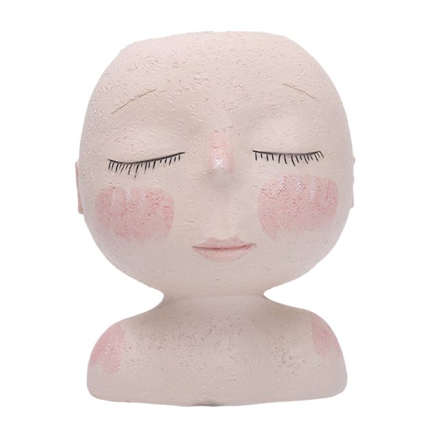 Girls Face Head Flower Vase Planter