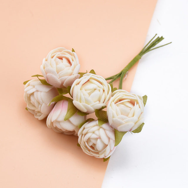 6Pcs Silk Mini Roses Buds