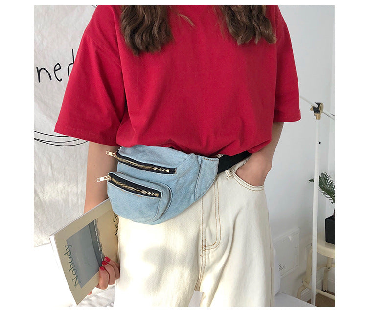 Fashion washed denim belt bag