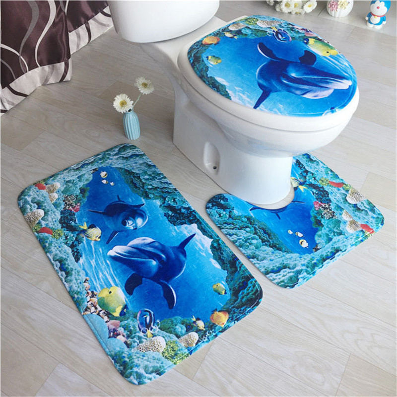 Three-piece Absorbent Bath Mat For Carpet Bathroom Toilet