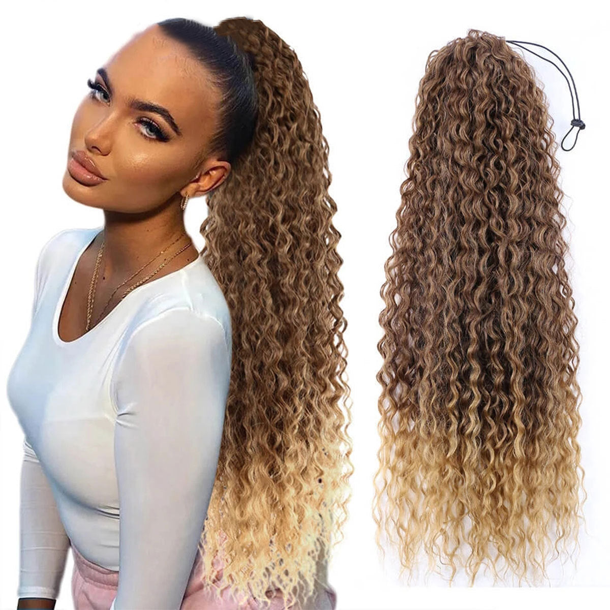 Synthetic Drawstring Curly Ponytail