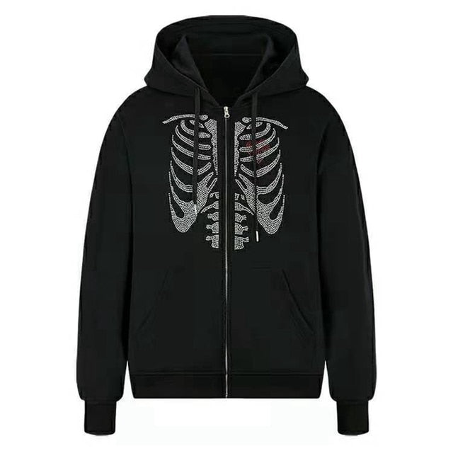 Gothic Butterfly Skeleton Print Sweatshirt