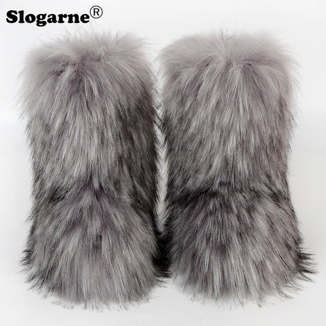 Fluffy Fox Fur Boots