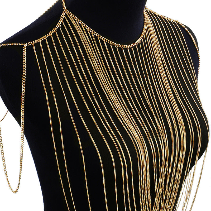 Simple And Fashionable Golden Multi-chain Chest Chain