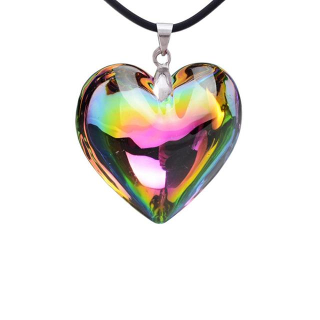 Aura Glass Heart Necklace