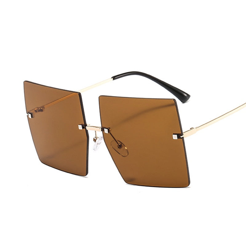 Oversized Rimless Square Sunglasses