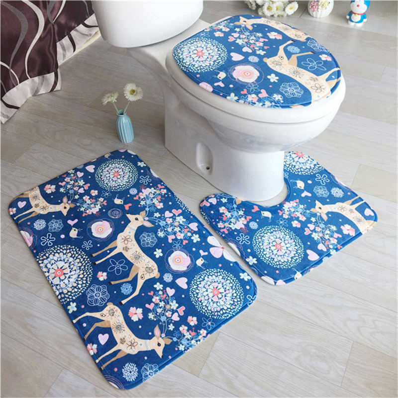 Three-piece Absorbent Bath Mat For Carpet Bathroom Toilet