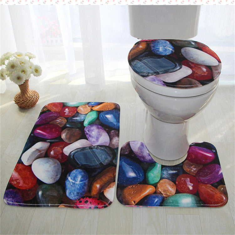 Three-piece Absorbent Bath Mat For Carpet Bathroom Toilet