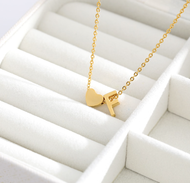 Letter Heart Initial Necklaces