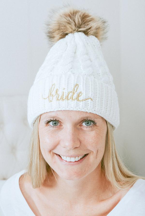 Bride and Bridesmaid Fluffy Pom Pom Beanies | Bachelorette Party Beanies