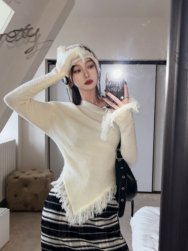 Women's V-neck Temperament Tassel Sweater