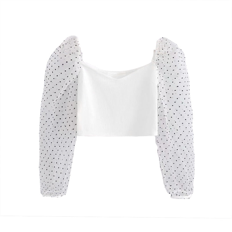 Mesh long sleeve stitching shirt