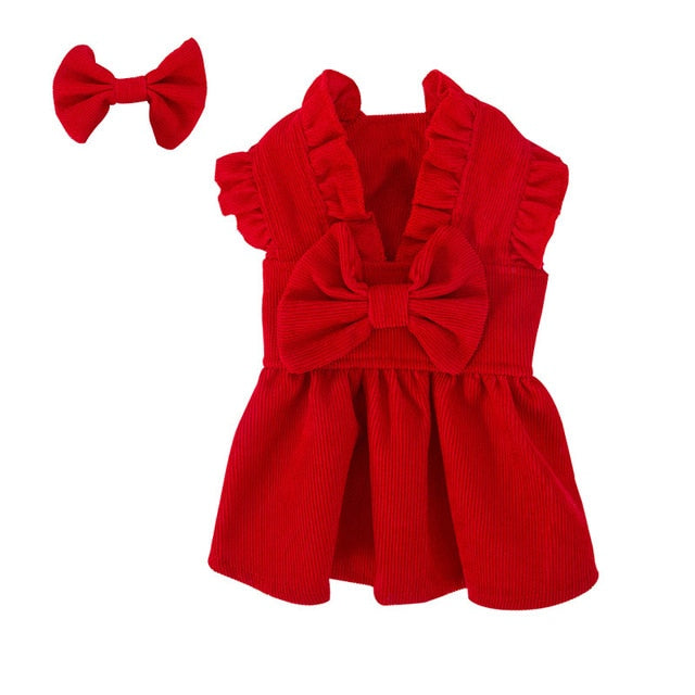 Puppy Bow Knot Dress Set