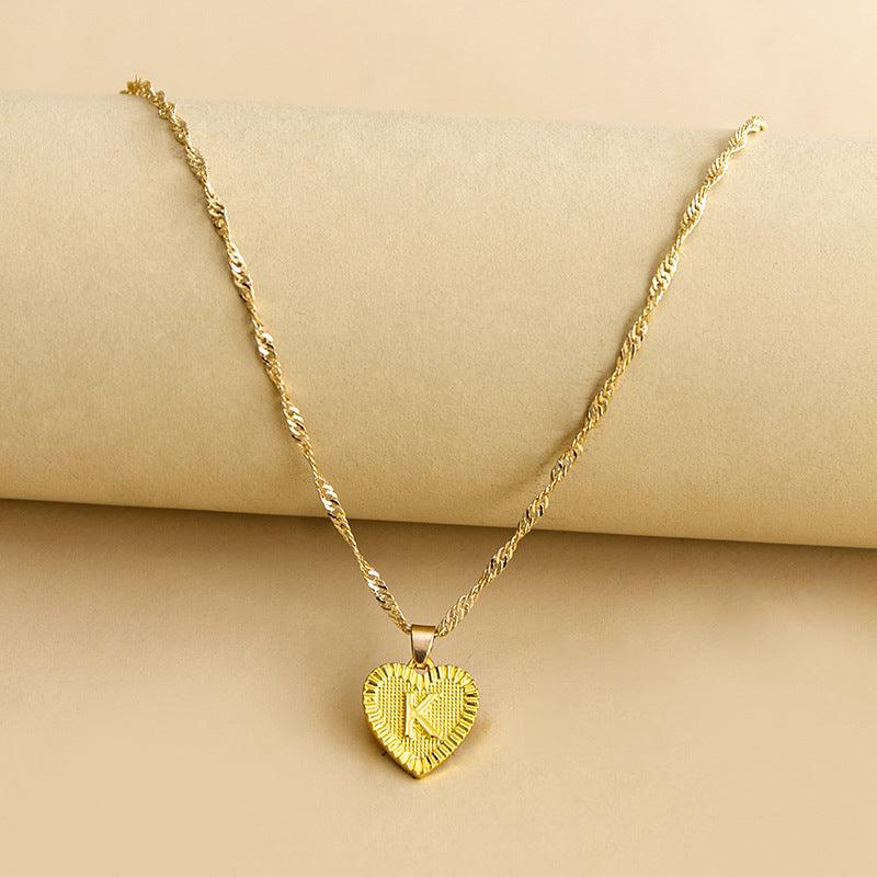 Initial Letter Heart Pendant Necklace