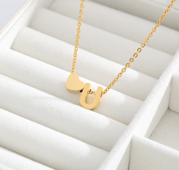 Letter Heart Initial Necklaces