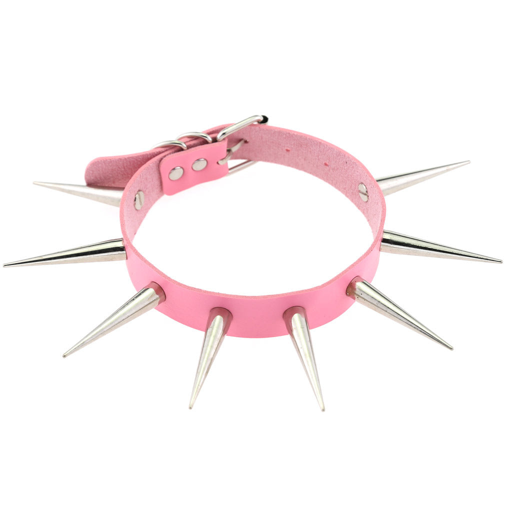 Punk Leather Trendy Neutral Cool Super Spike Rivet Collar