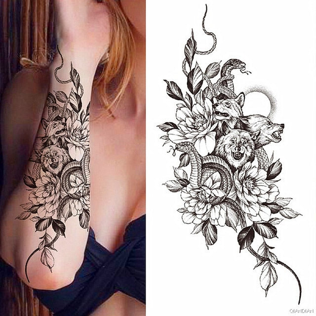 Flowers and Animals Body Tattoos