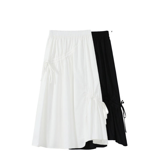 Summer High-waist Design Feels Thin A-line Mid-length Skirt