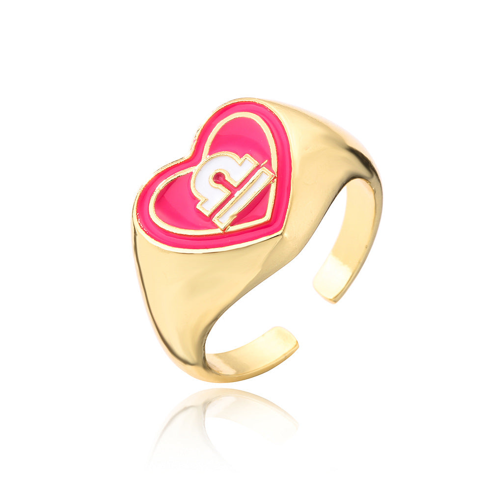 Copper Gold Plated 12 Color Drip Oil Constellation Ring