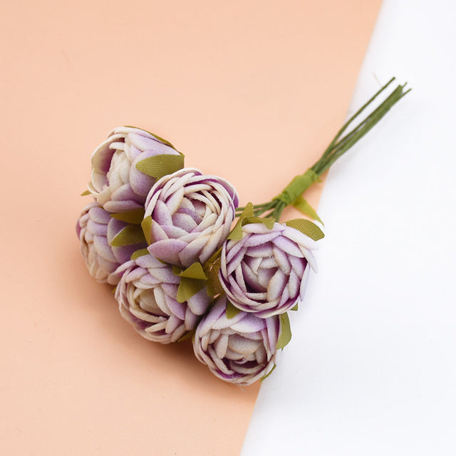 6Pcs Silk Mini Roses Buds