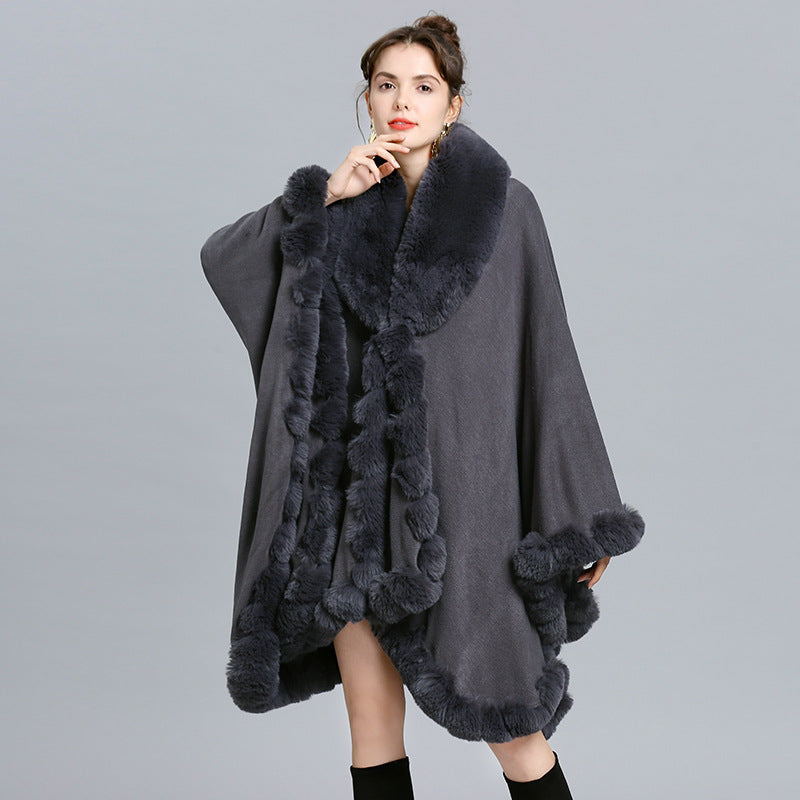 Faux Cashmere Knitted Cardigan Shawl Cloak