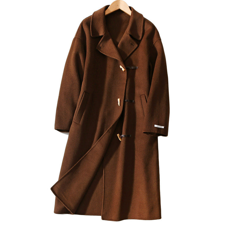 Double-faced Woolen Coat With Wool Horn Buttons