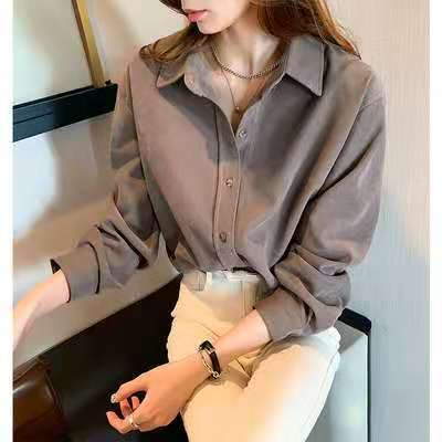 Top Corduroy Temperament Retro Hong Kong-flavored Brushed Shirt Coat