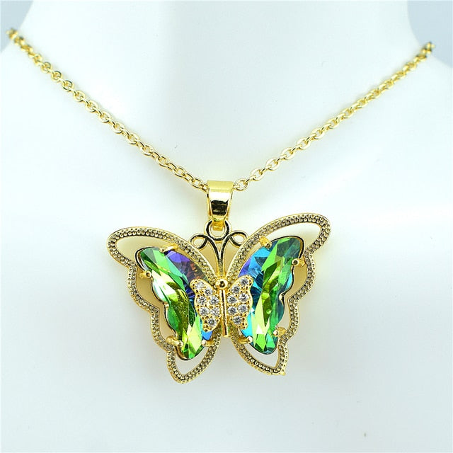 Crystal Glass Butterfly Necklace