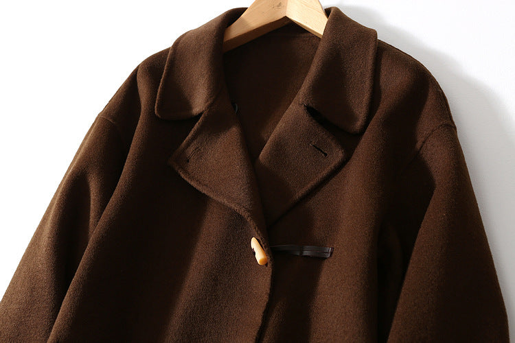 Double-faced Woolen Coat With Wool Horn Buttons