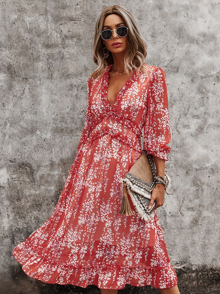 Fashion Long Sleeve Midi Dress