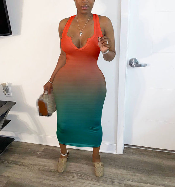 V-Neck Ombré Dress