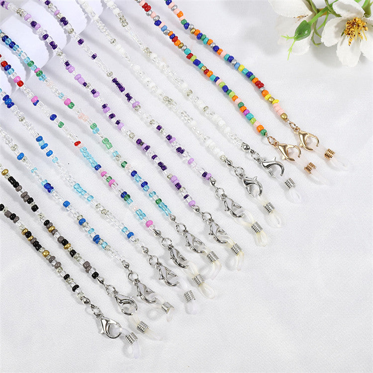 Glass Rice Beads Non-slip Mask Glasses Hanging Chain Necklace