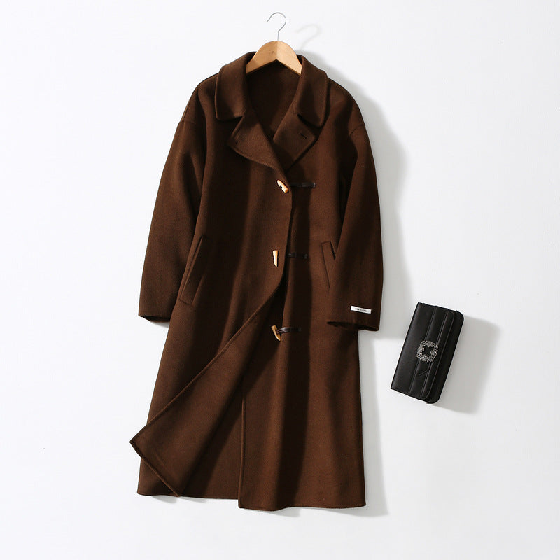 Double-faced Woolen Coat With Wool Horn Buttons