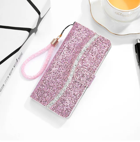 Glitter Anti-fall Wallet Case For iPhones