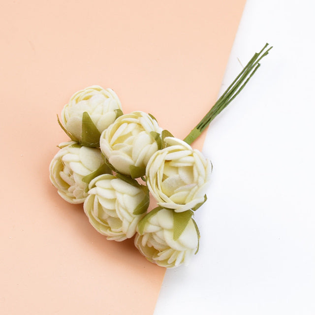 6Pcs Silk Mini Roses Buds